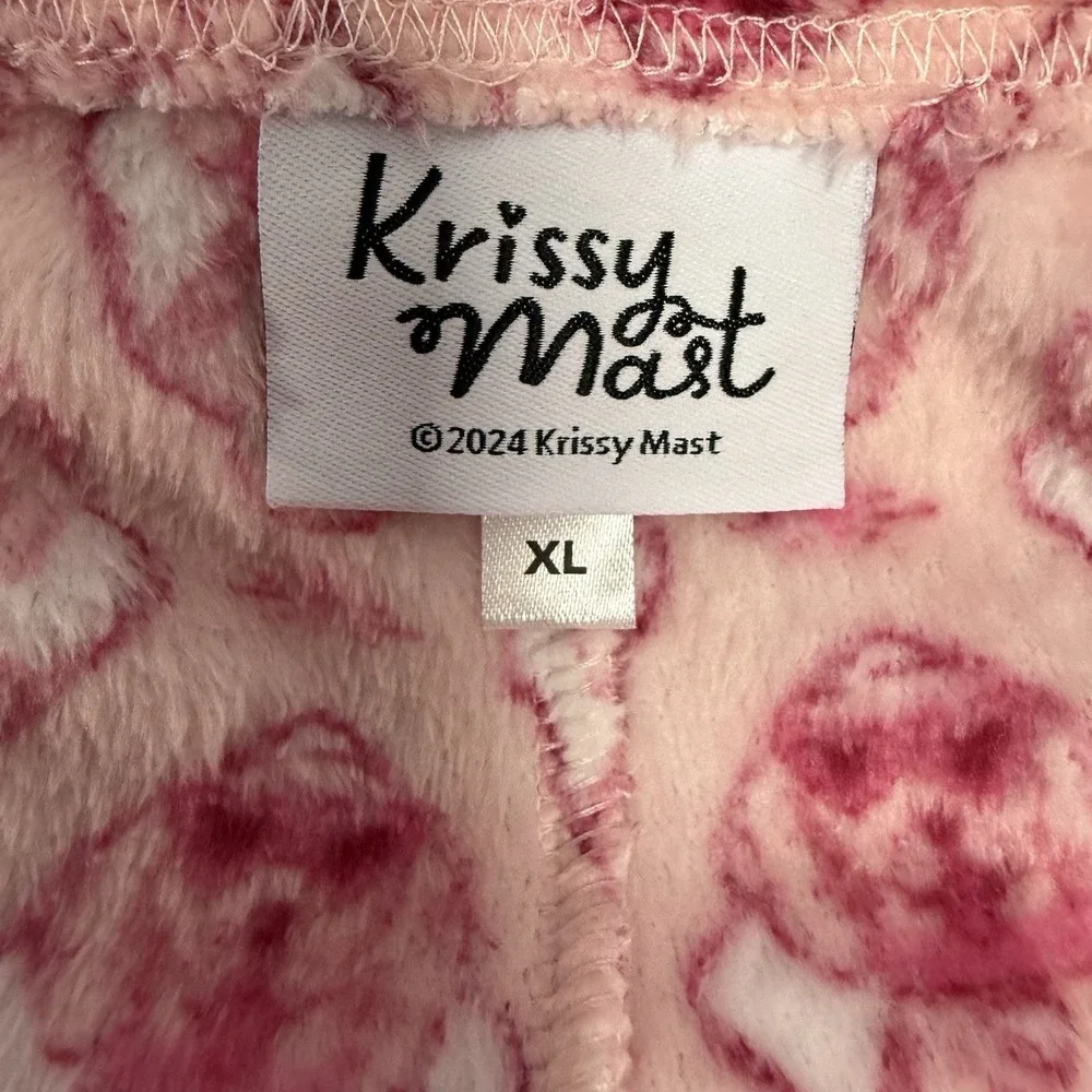 NWT Krissy Mast Berkshire Home Dog Print Lounge Pants Women's XL Pink Fleece PJ